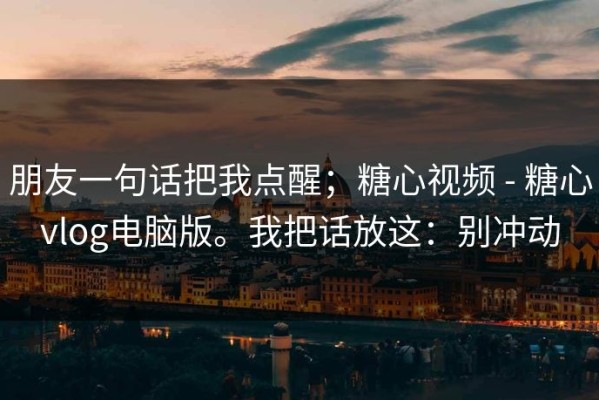 朋友一句话把我点醒；糖心视频 - 糖心vlog电脑版。我把话放这：别冲动