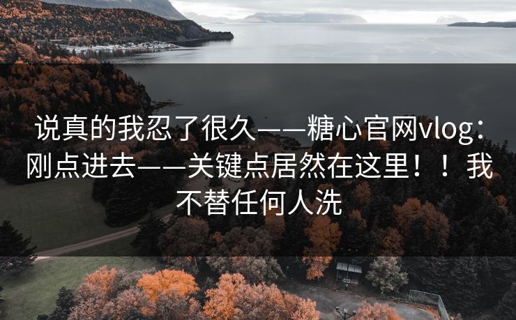 说真的我忍了很久——糖心官网vlog：刚点进去——关键点居然在这里！！我不替任何人洗